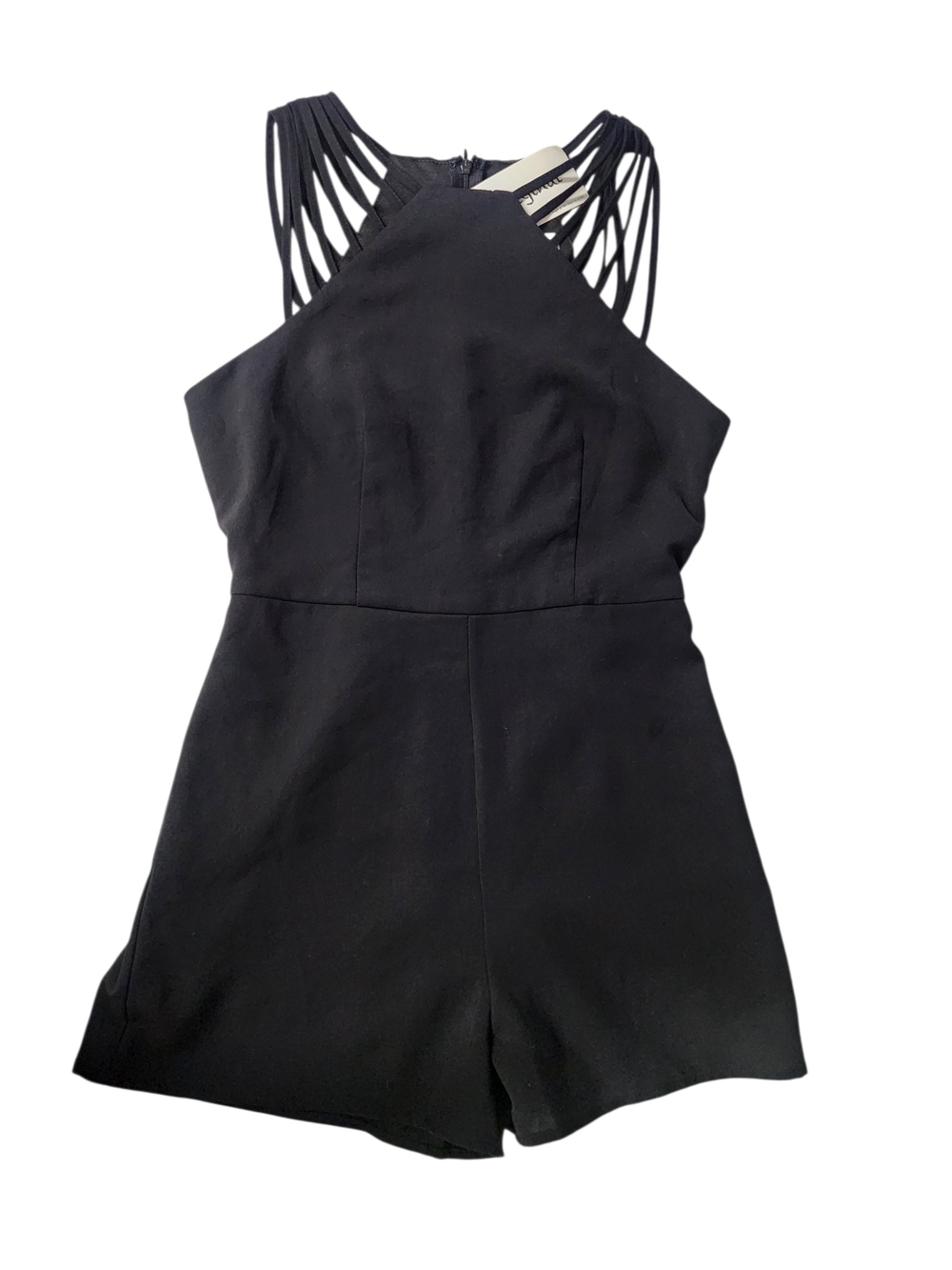 Black Multi Spaghetti Strap Shorts Romper Sz Small NWT - Picture 6 of 9